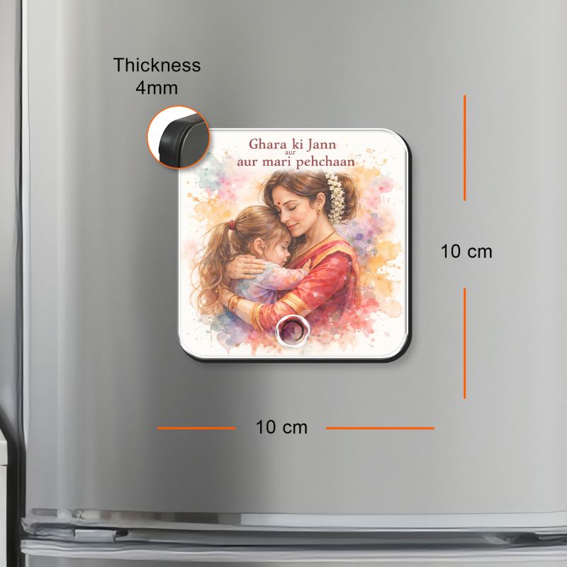 Ghar Ki Jaan Maa Personalized Musical Fridge Magnet Rechargeable Photo & Song Magnet Gift for Mom